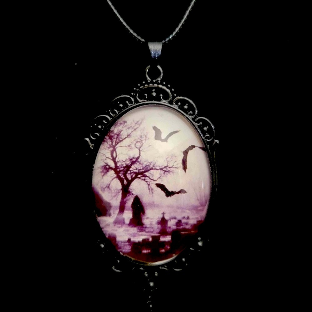 Gothic Pendant 24" Graveyard Scene